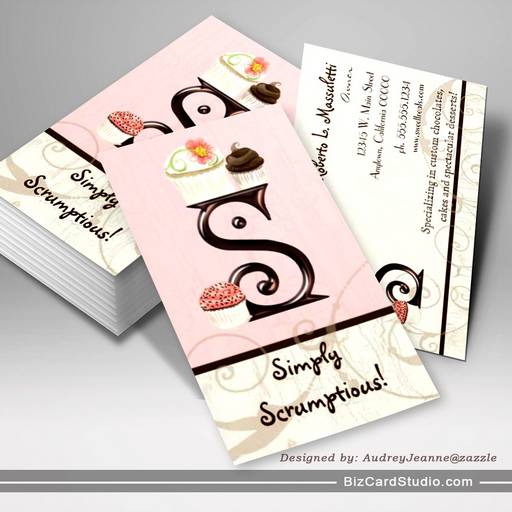 Letter S Monogram Dessert Bakery Business Cards