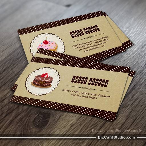 Sweet Bakery - Custom Cakes Chocolates Pastries Business Cards