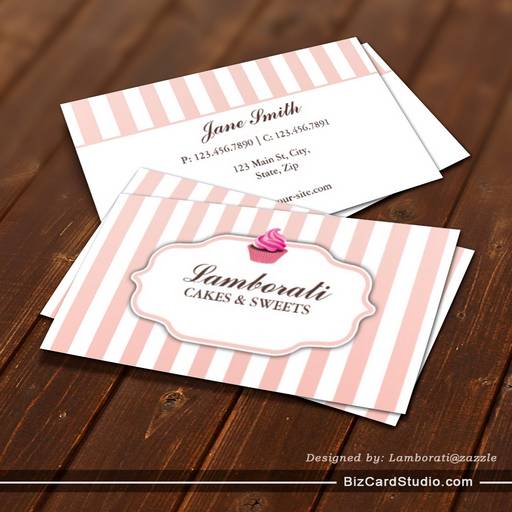 Cupcake Bakery Pink  Cute Elegant Modern Business Card Template