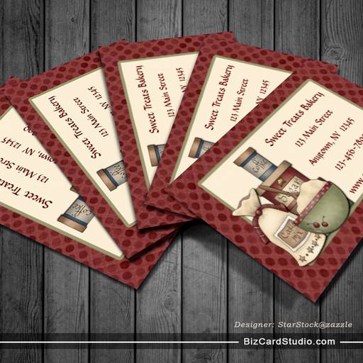 Country Baking, Maroon Dots Business Card