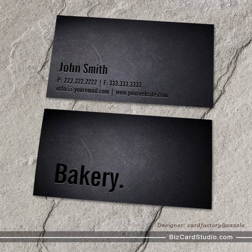 Professional Black Out Bakery Business Card