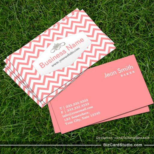 Stylish Pink Chevron Baker Business Card