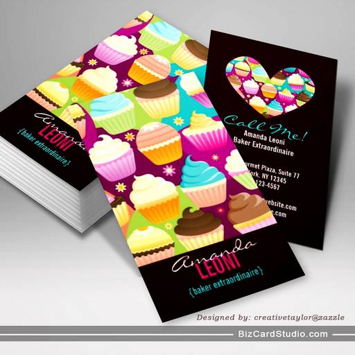 Colorful Cupcakes Vertical Business Cards