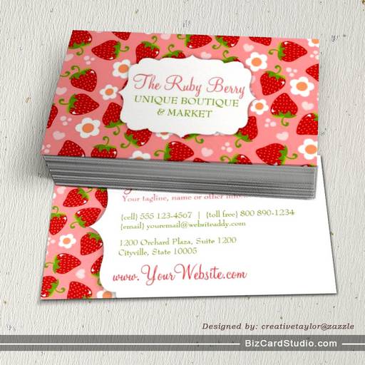 Strawberries Custom Business Calling Card Business Cards