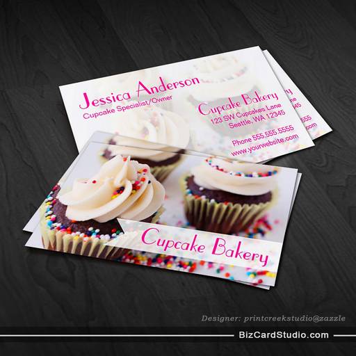 Chocolate Cupcakes Sprinkles Vanilla Frosting Business Card