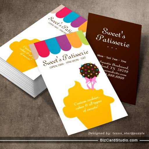 Bakery Business Card Cake Pop Dots Canopy